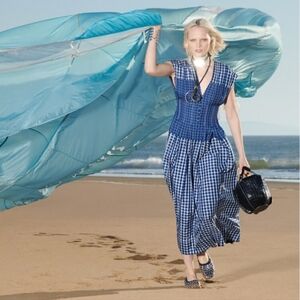 Tory Burch PICNIC PLAID SILK CLAIRE MCCARDELL DRESS 2 Runway $1198 Celeb